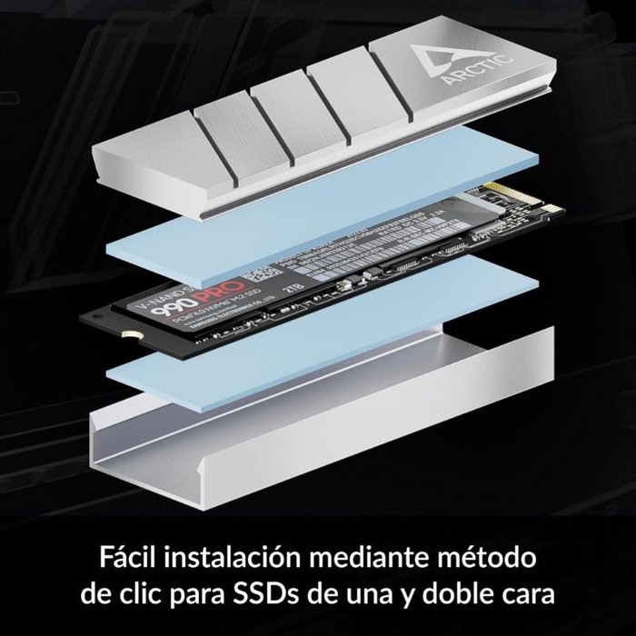 Arctic M2 Pro (Silver) Disipador Térmico M.2 NVMe SSD Radiador Plata 1 Pieza